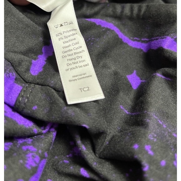 LuLaRoe Womens Leggings Size TC2 Black Purple Splatter Tie Dye Plus 18+ NWT - Picture 3 of 3